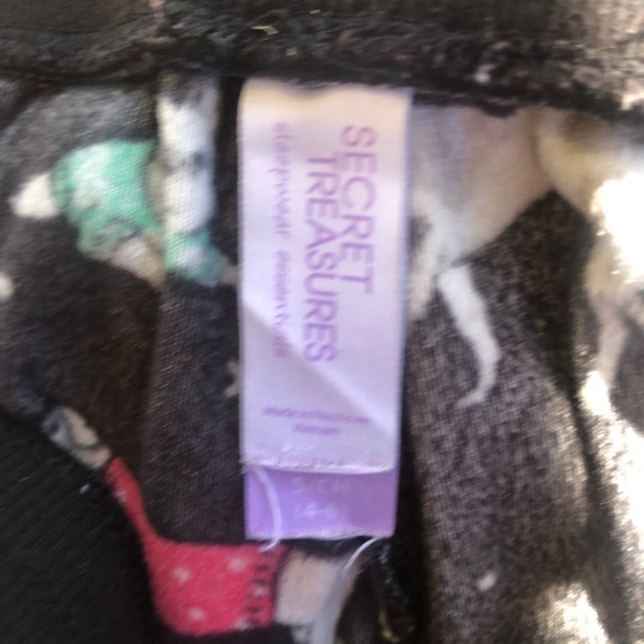 Secret Treasures Plush Black Drawstring Pajama Pants Holiday Dog Pattern S - Picture 6 of 7